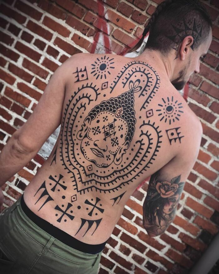 tribal tattoo on the back