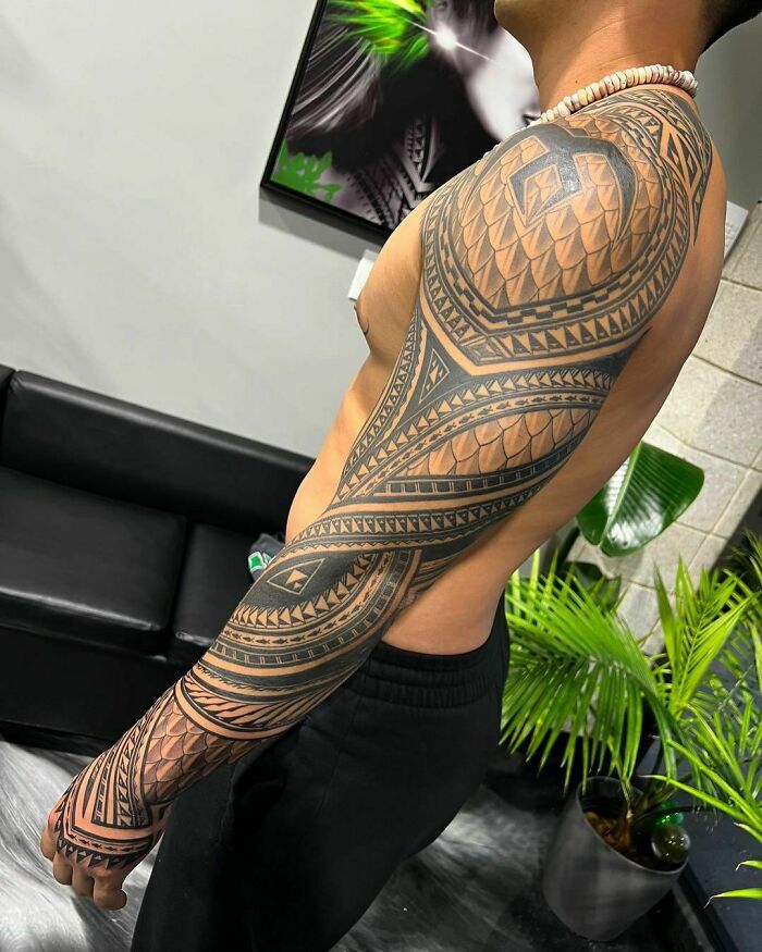 Full Sleeve Tribal Tattoo