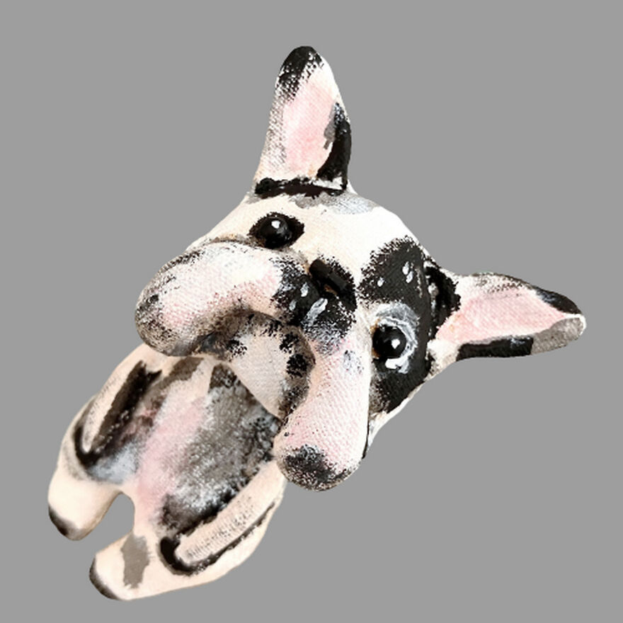 French Bulldog Pin - White French Bulldog Brooch Handmade