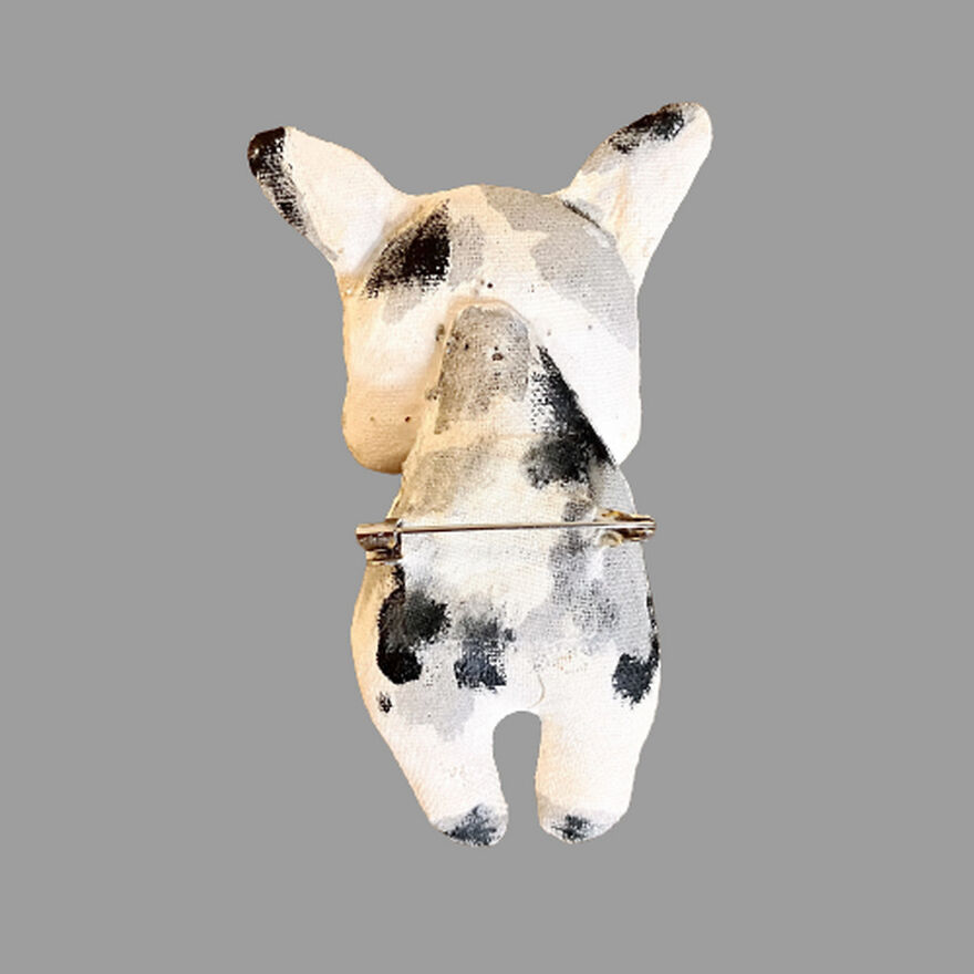 French Bulldog Pin - White French Bulldog Brooch Handmade