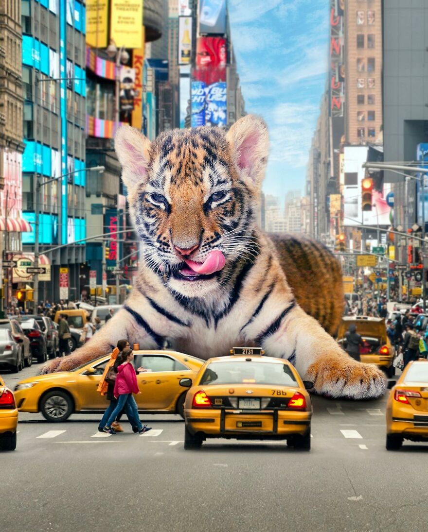 Giant Animals Invade Cities Through Two Digital Artists (16 Pics)