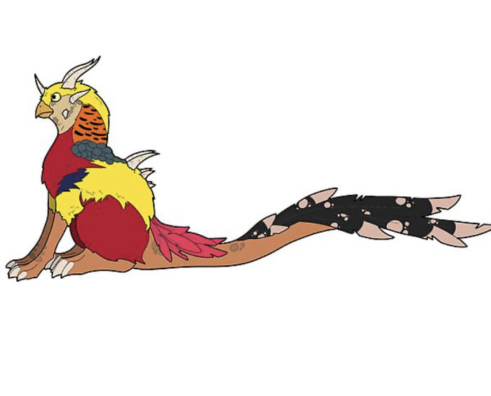 A Dragon I Drew Inspired By A Golden Pheasant! I’d Love Advice On Drawing More Realistic Fur And Feathers!