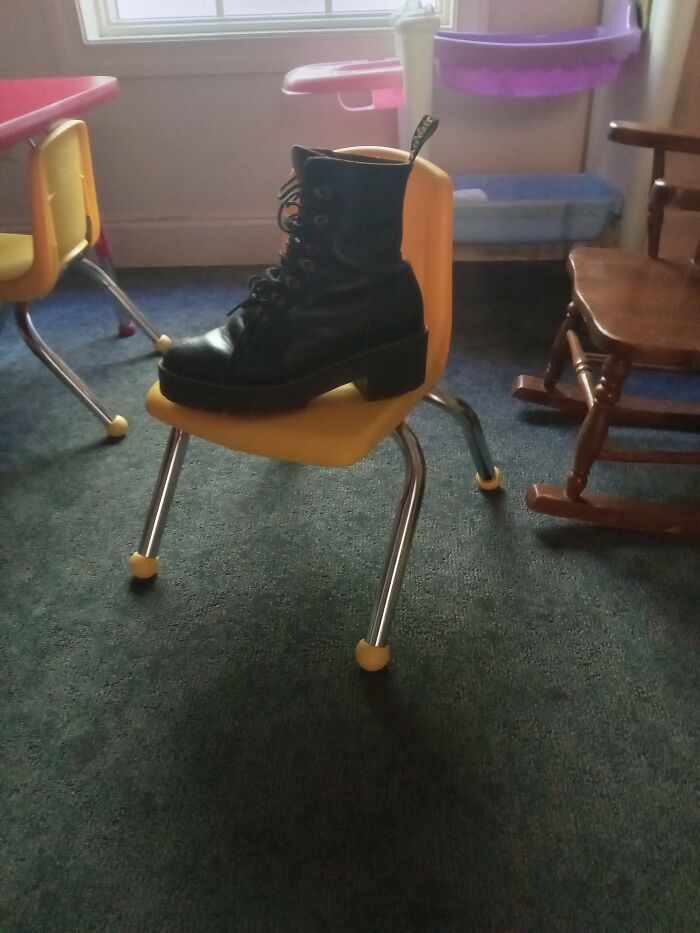 Look At The Size Of This Chair! (Women's Us Size 9 Doc Marten For Scale. Sorry I Didn't Have Any Bananas)