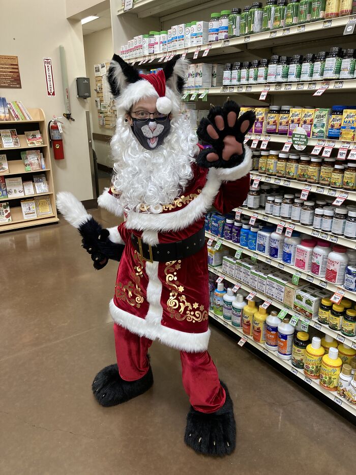 Me As "Santa Claws" At Work In December 2021. I Always Went All-Out When We Had "Theme Days" At Work Or When We Were Allowed To Dress Up. I Was Beloved By Customers And Co-Workers, But Hated By My Stuffy Managers, Lol