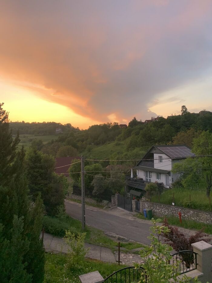 Sunset From Our Tiny Village In Hungary