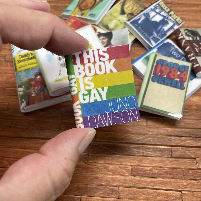 These 12 Miniature Banned Books Can Be Found In A Really Little Free Library That I Made These 12 Miniature Banned Books Can Be Found In A Really Little Free Library That I Made