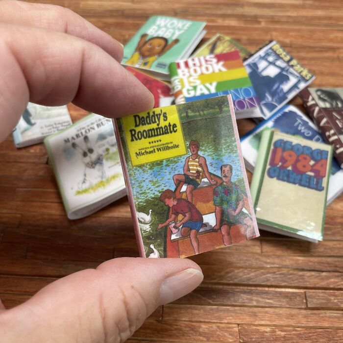 These 12 Miniature Banned Books Can Be Found In A Really Little Free Library That I Made These 12 Miniature Banned Books Can Be Found In A Really Little Free Library That I Made