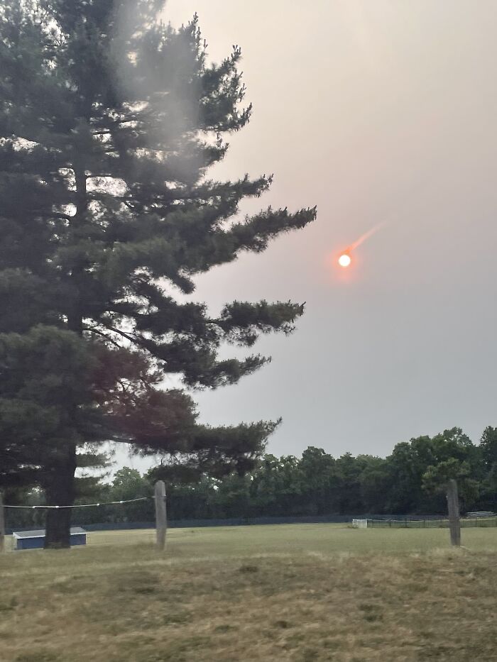 Not The Best, But Most Interesting. The Sun One Hazy Morning When The Canadian Forests Were Burning Hot. Taken At My School In Maryland