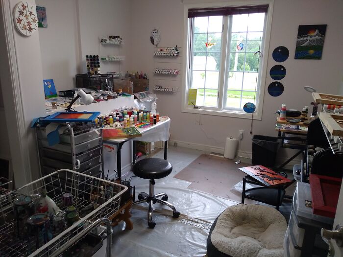 My Very Messy Art Studio (With The Dog Bed For Buddy)