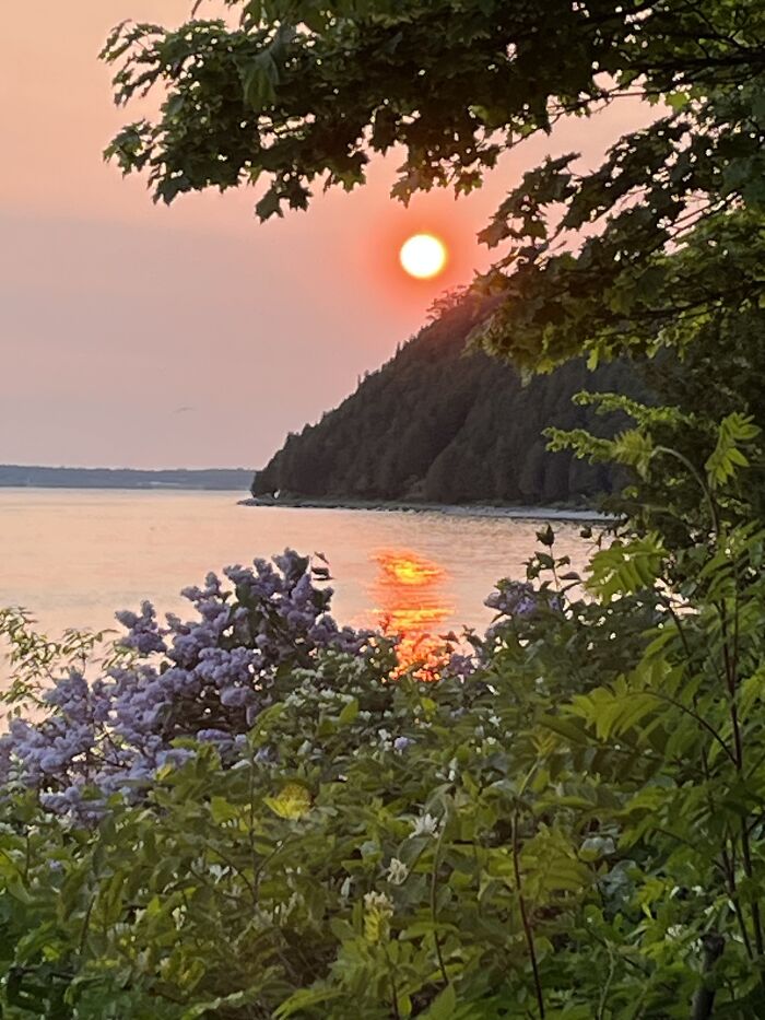 Sunset On Mackinac Island, Mi. The Sky Appeared Red Due To The Smoke From The Quebec Forest Fires