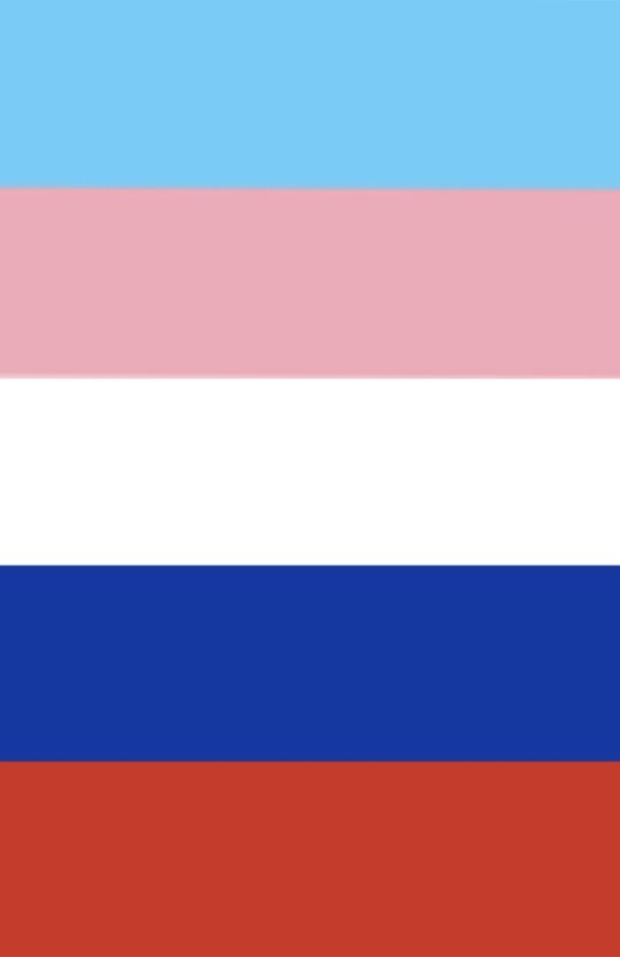 I Haven’t Flown The Russian Flag In Years, But I’m Feeling Pretty Good Abt This One (Trans Flag X Russian Flag)