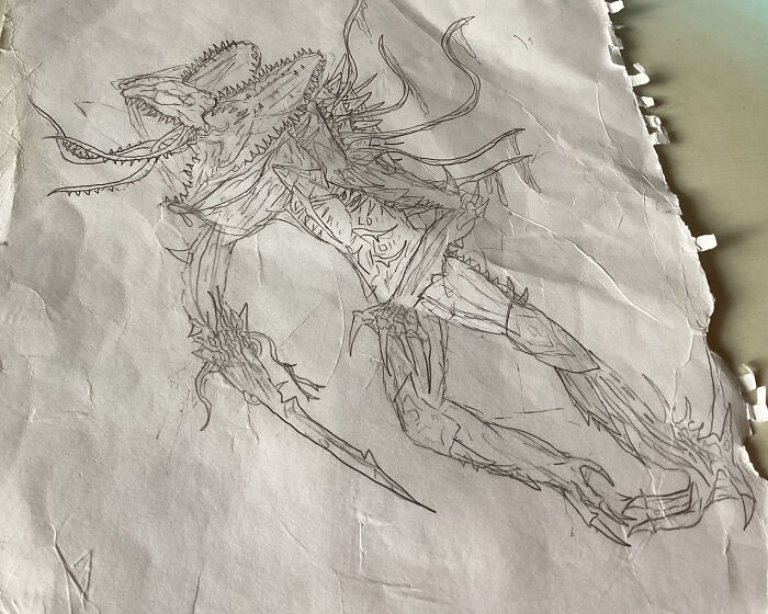 Don’t Know How To Draw Dragons 😅 Hopefully This Counts. I Was Cleaning My Cupboard And Found This