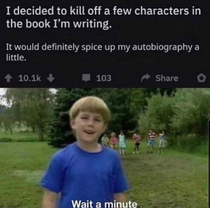 A humorous meme from the "Meme Lord" Instagram account about spicing up an autobiography.