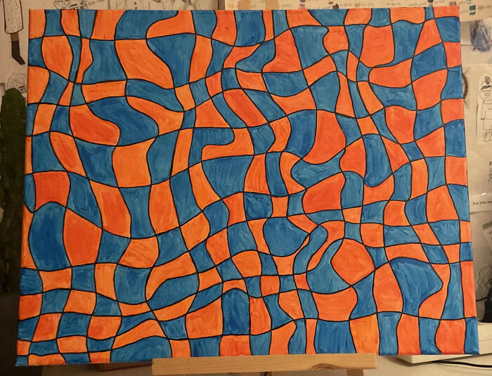 ‘Moving Checkerboard With Orange And Blue’ - A Modern Take On ‘Opart’