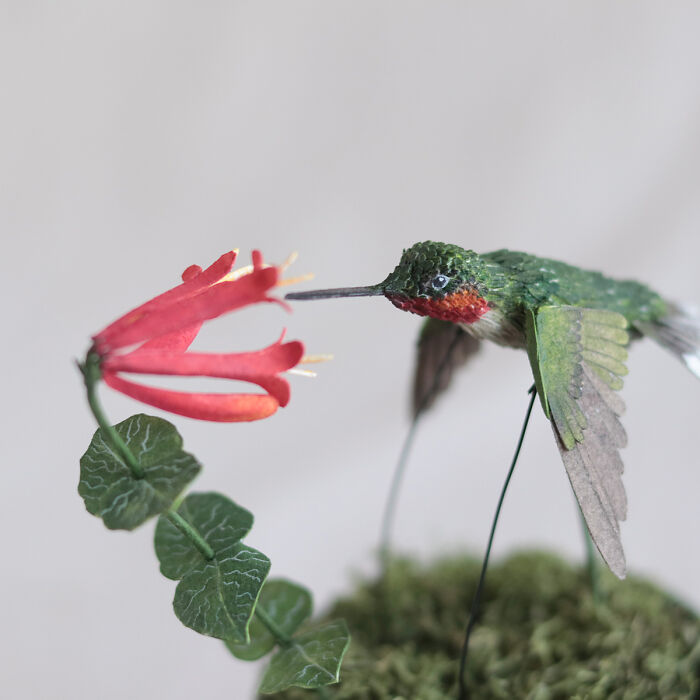 Coral Dreams: My Miniature Paper Automata Sculpture Of A Flying Ruby-Throated Hummingbird (4 Pics) Coral Dreams: My Miniature Paper Automata Sculpture Of A Flying Ruby-Throated Hummingbird (4 Pics)