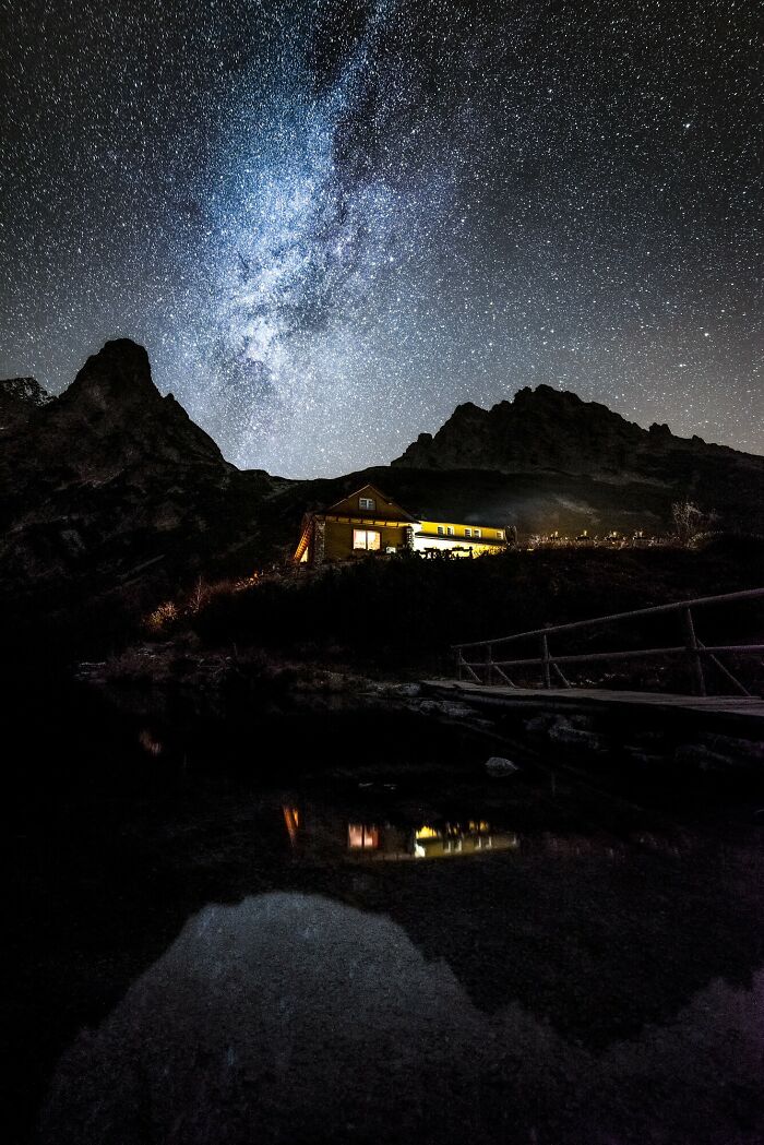 The Cottage At Zelené Pleso And Milky Way