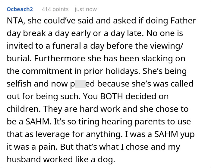 Man Feels Betrayed As Spouse Attends Funeral Instead Of Letting Him Take A Break From Parenting On Father's Day, Gets Called A Jerk Man Feels Betrayed As Spouse Attends Funeral Instead Of Letting Him Take A Break From Parenting On Father's Day, Gets Called A Jerk