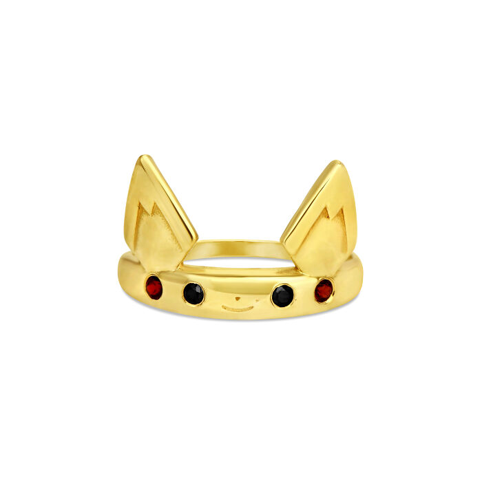 Pichu Inspired 14k Gold Ring With Diamonds And Garnets