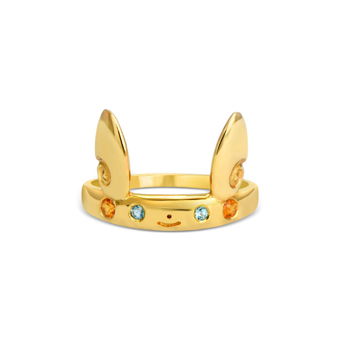Alolan Raichu Inspired 14k Gold Ring With Diamonds And Garnets