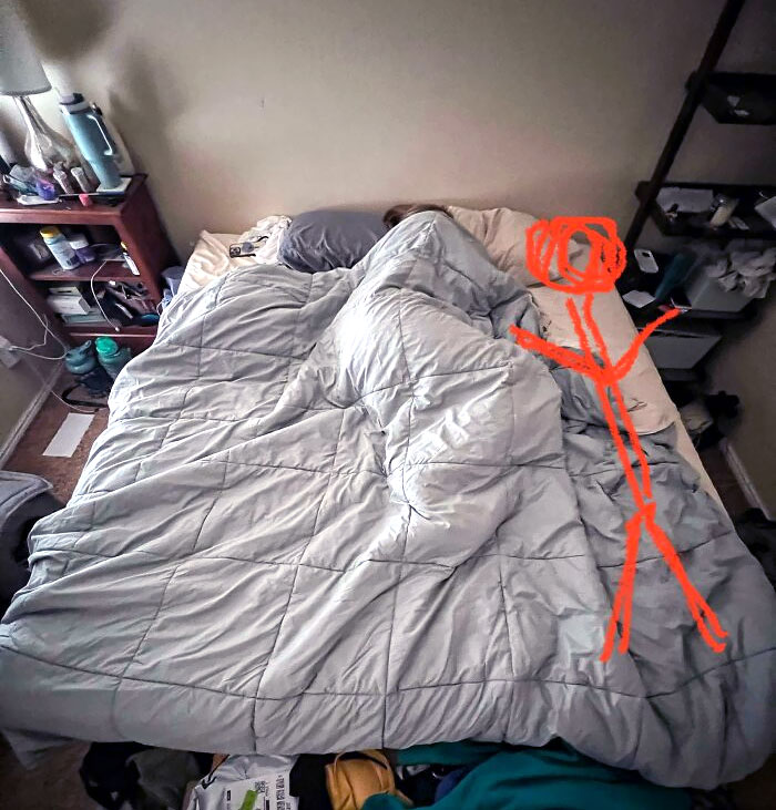 Artist Rendering Of How Much Space My Wife Leaves For Me In Bed. Approximately 5000 Square Inches Of A Possible 6080. She Is The Genghis Khan Of The King Mattress