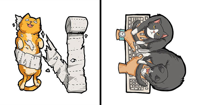 This Artist Created A Series Of Illustrations Showcasing The Cat Alphabet (26 Pics)