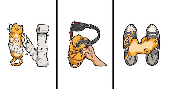This Artist Created A Series Of Illustrations Showcasing The Cat ...