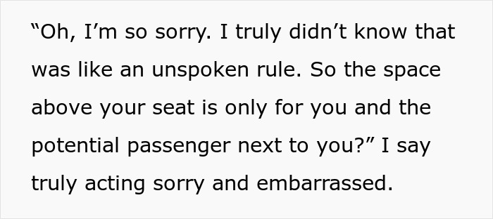 Woman Thinks She’s Entitled To Cut In Line Then Demand Things Be Moved From The Overhead Shelves, So This Man Teaches Her A Lesson Woman Thinks She’s Entitled To Cut In Line Then Demand Things Be Moved From The Overhead Shelves, So This Man Teaches Her A Lesson