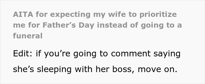 Man Feels Betrayed As Spouse Attends Funeral Instead Of Letting Him Take A Break From Parenting On Father's Day, Gets Called A Jerk Man Feels Betrayed As Spouse Attends Funeral Instead Of Letting Him Take A Break From Parenting On Father's Day, Gets Called A Jerk