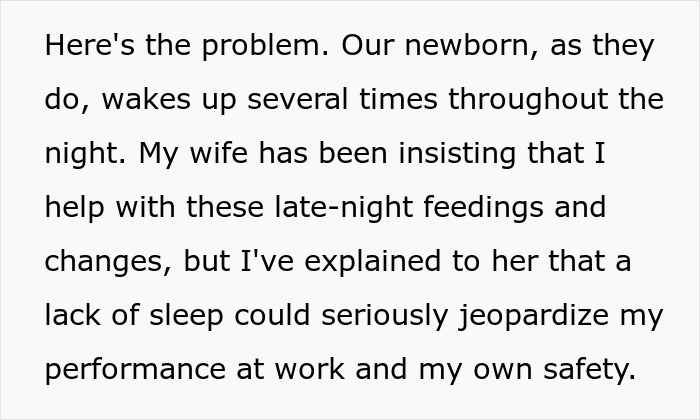 Dad Says His Sleep Is More Important Than Helping With The Baby At Night Because Of His Job, Asks For People's Perspectives Online Dad Says His Sleep Is More Important Than Helping With The Baby At Night Because Of His Job, Asks For People's Perspectives Online