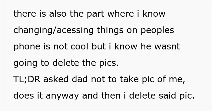 “[Am I The Jerk] For Accessing My Dad’s Phone And Deleting A Picture Of Me?” 