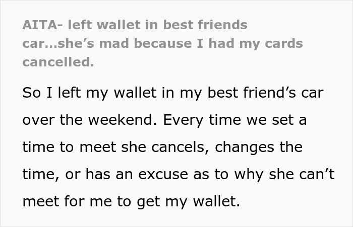 Friend Can’t Find The Time To Return Woman’s Wallet, Woman Decides She’ll Block Her Cards, Friend Goes Crazy Over It Friend Can’t Find The Time To Return Woman’s Wallet, Woman Decides She’ll Block Her Cards, Friend Goes Crazy Over It