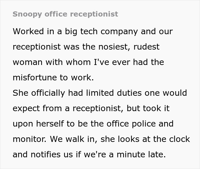 Receptionist Acts As If She’s The Office Police, Employees Start A Trolling Campaign To Get Back At Her Receptionist Acts As If She’s The Office Police, Employees Start A Trolling Campaign To Get Back At Her