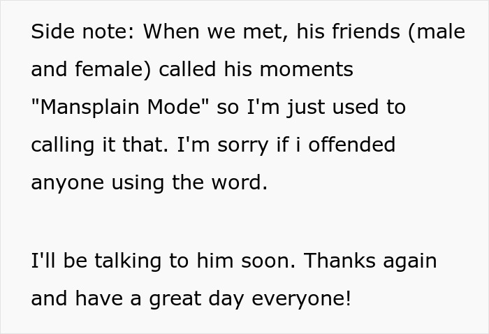 Guy Starts Mansplaining Periods To His Little Sister During Family Dinner, His Fiancée Asks Him A Question That Shuts Him Down Guy Starts Mansplaining Periods To His Little Sister During Family Dinner, His Fiancée Asks Him A Question That Shuts Him Down