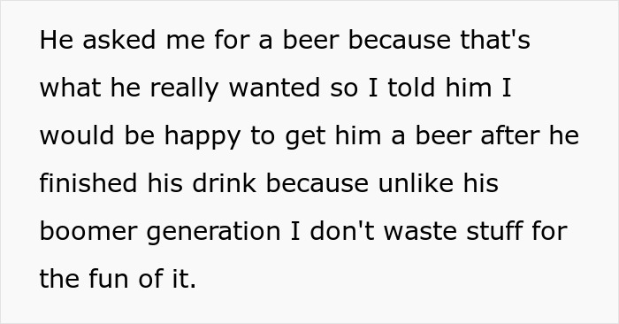 Person Gets Called A Jerk By Their Parents After Teaching Their Uncle A Lesson As He Kept Annoying Them With Drink Requests