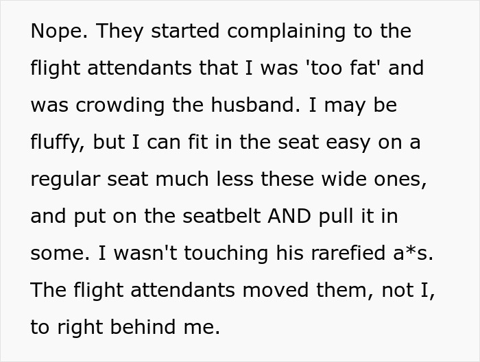 Karen Couple Bother Plane Passenger, Calling Them “Too Fat” For Their Own Seat, Get Served Karma Cake Karen Couple Bother Plane Passenger, Calling Them “Too Fat” For Their Own Seat, Get Served Karma Cake