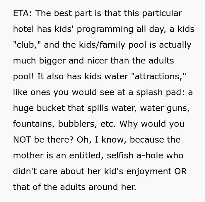 "She Thought The Rules Didn't Apply To Her": Entitled Mom Is Put In Her Place At A Resort Pool "She Thought The Rules Didn't Apply To Her": Entitled Mom Is Put In Her Place At A Resort Pool