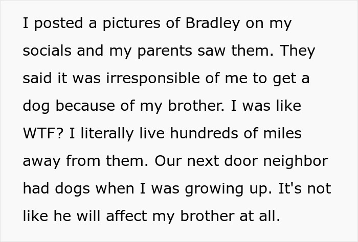 "They Said I Needed To Get Rid Of Bradley": Parents Freak Out After Their Adult Child Gets A Dog, Because Their Younger Son Is Allergic