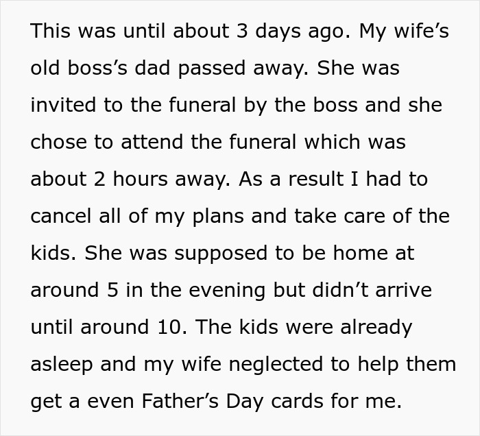 Man Feels Betrayed As Spouse Attends Funeral Instead Of Letting Him Take A Break From Parenting On Father's Day, Gets Called A Jerk Man Feels Betrayed As Spouse Attends Funeral Instead Of Letting Him Take A Break From Parenting On Father's Day, Gets Called A Jerk