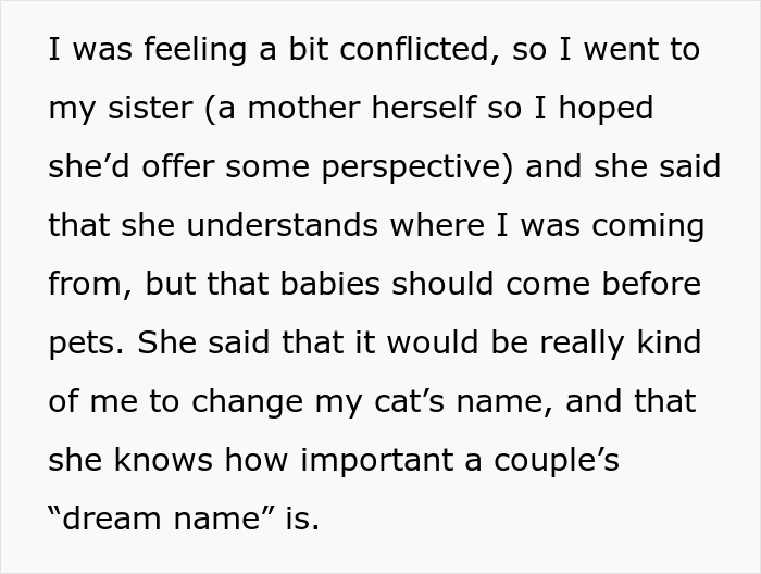 Woman Doesn't Want To Change Her Cat's Name Because Pregnant Cousin Wants To Use It For Her Baby, Wonders If She's Just Being Stubborn