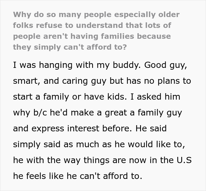 "Why Do So Many People, Especially Older Folks, Refuse To Understand?": People Discuss The Younger Generation’s Refusal To Have Kids "Why Do So Many People, Especially Older Folks, Refuse To Understand?": People Discuss The Younger Generation’s Refusal To Have Kids