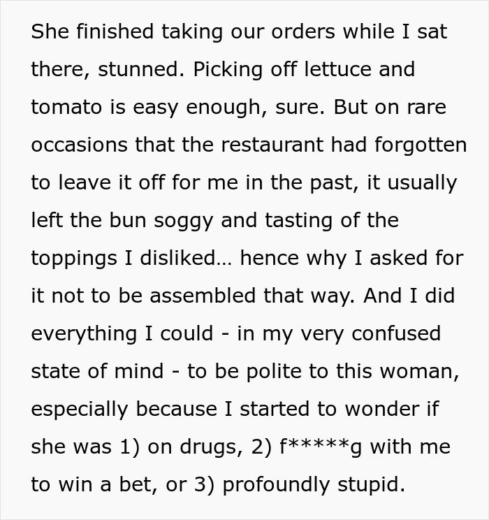 "I Wish I Could've Seen Her Face": Person Teaches Rude Waitress A Lesson After She Refused To Follow Their Food Order "I Wish I Could've Seen Her Face": Person Teaches Rude Waitress A Lesson After She Refused To Follow Their Food Order