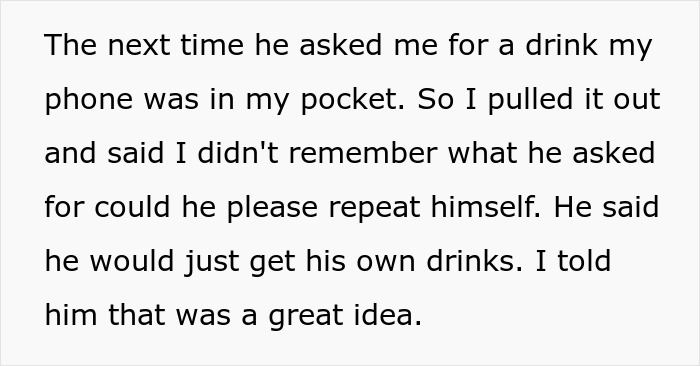 Person Gets Called A Jerk By Their Parents After Teaching Their Uncle A Lesson As He Kept Annoying Them With Drink Requests Person Gets Called A Jerk By Their Parents After Teaching Their Uncle A Lesson As He Kept Annoying Them With Drink Requests