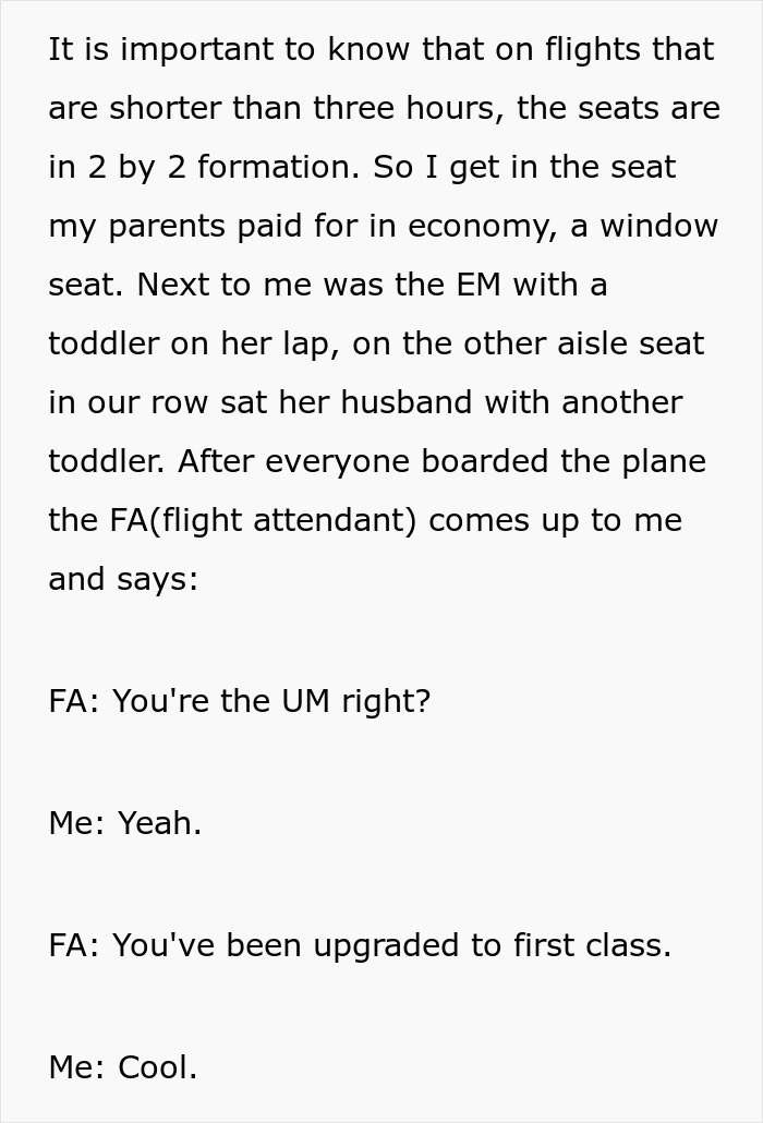 Mom Demands Her Whole Family Be Upgraded To First Class, Forcing 13-Year-Old To Give Up His Seat, But Gets Deplaned Instead Mom Demands Her Whole Family Be Upgraded To First Class, Forcing 13-Year-Old To Give Up His Seat, But Gets Deplaned Instead