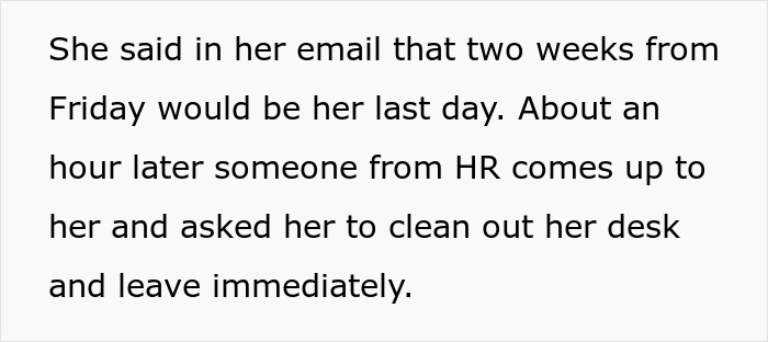 Woman Shuts Down Boss’s Curiosity About Her Outstanding Workload After He Denied Her 2-Week Notice And Fired Her On The Spot Woman Shuts Down Boss’s Curiosity About Her Outstanding Workload After He Denied Her 2-Week Notice And Fired Her On The Spot