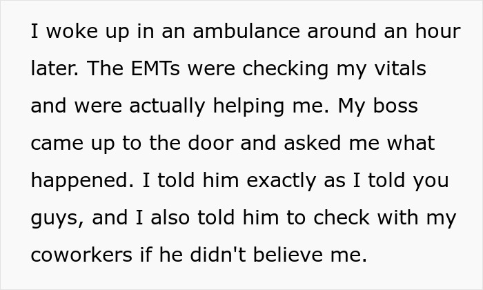 “I Woke Up In An Ambulance”: Employee Maliciously Complies With Manager’s Demand “I Woke Up In An Ambulance”: Employee Maliciously Complies With Manager’s Demand
