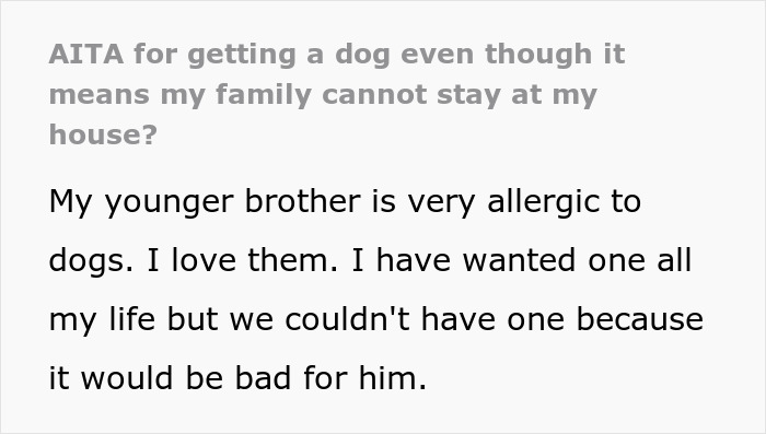 "They Said I Needed To Get Rid Of Bradley": Parents Freak Out After Their Adult Child Gets A Dog, Because Their Younger Son Is Allergic