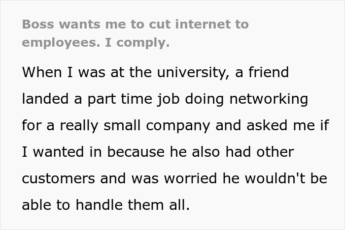 IT Guy Takes Internet Down For The Whole Company As Owners Want Employees To Be 'More Productive'