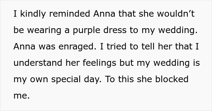 “She Was Escorted Out The Door Screaming”: Guest Hell-Bent On Wearing Purple Clashes With Bride “She Was Escorted Out The Door Screaming”: Guest Hell-Bent On Wearing Purple Clashes With Bride