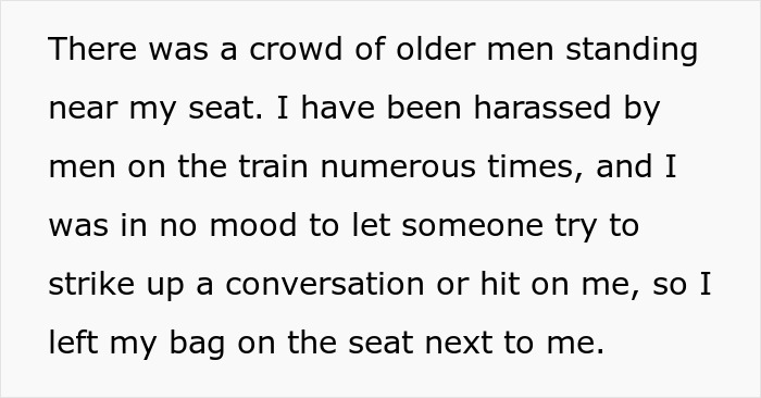 Woman Doesn’t Want Men Sitting Next To Her On A Busy Train, Gets In An Argument When She’s Asked To Move Her Bag From An Empty Seat
