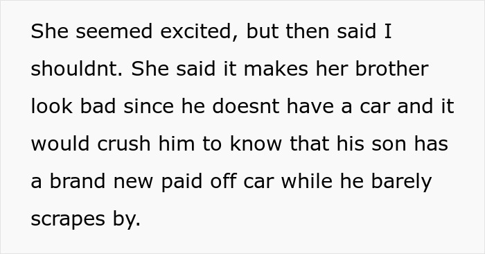 Woman Is Told To Let Dad Chip In $160 For The $34k Car She Is Buying Her Son Or Not Buy It At All To Avoid Making Him Feel Bad Woman Is Told To Let Dad Chip In $160 For The $34k Car She Is Buying Her Son Or Not Buy It At All To Avoid Making Him Feel Bad